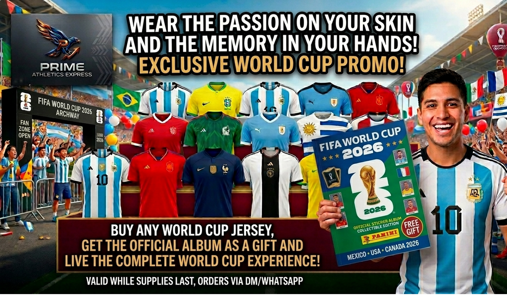 ANY JERSEY FROM OUR COLLECTION -GET AN OFFICIAL PANINI WORLD CUP ALBUM  FOR FREE